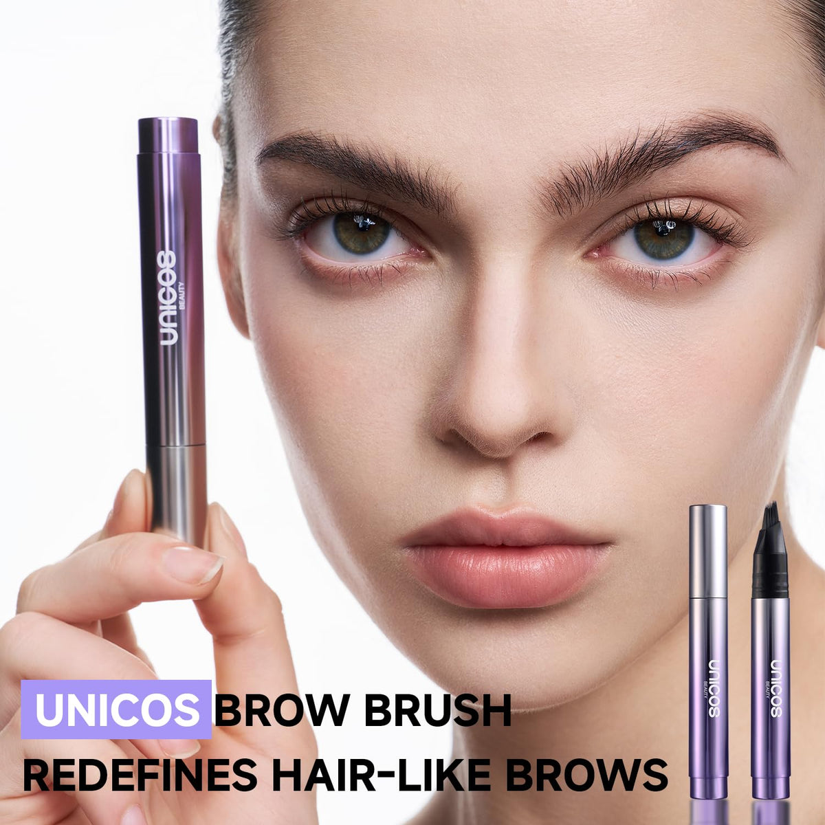 Unicos fiber tip close-up revealing micro-angled bristles for hairlike strokes and control