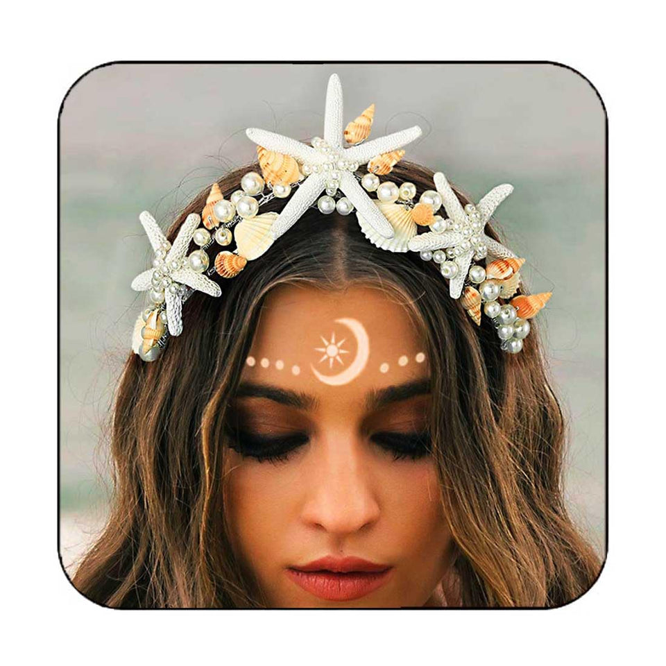 Unicra front view silver pearl headband showing elegant coastal design and balance