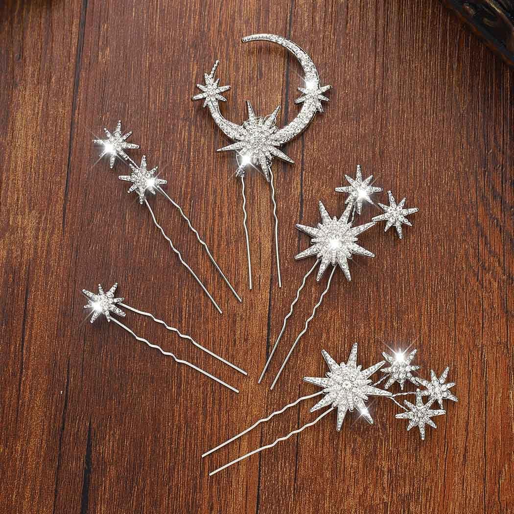 Unicra hair pins placed in a bridal updo demonstrating decorative effect and hold