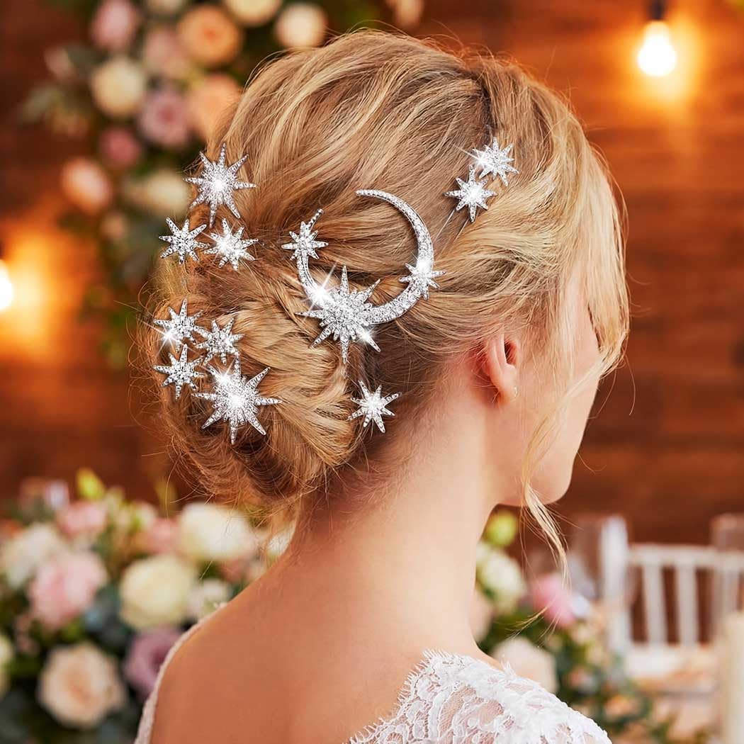 Unicra side profile of hairpin inserted in braid to show placement and subtle shine
