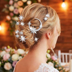 Unicra side profile of hairpin inserted in braid to show placement and subtle shine