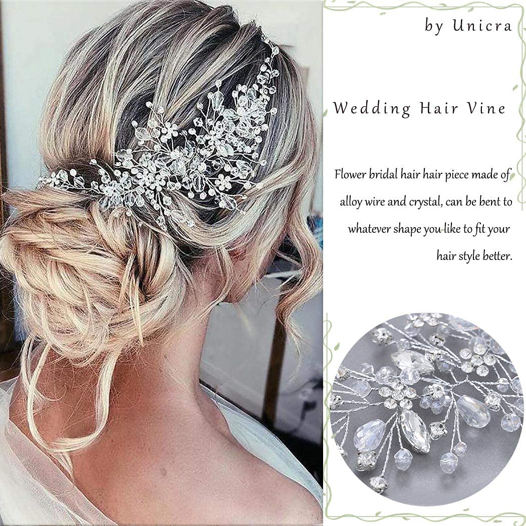 Unicra hair vine worn in an updo demonstrating secure, polished bridal look
