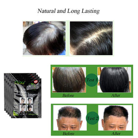 UniForU before and after close-up showing grey coverage and natural black tone