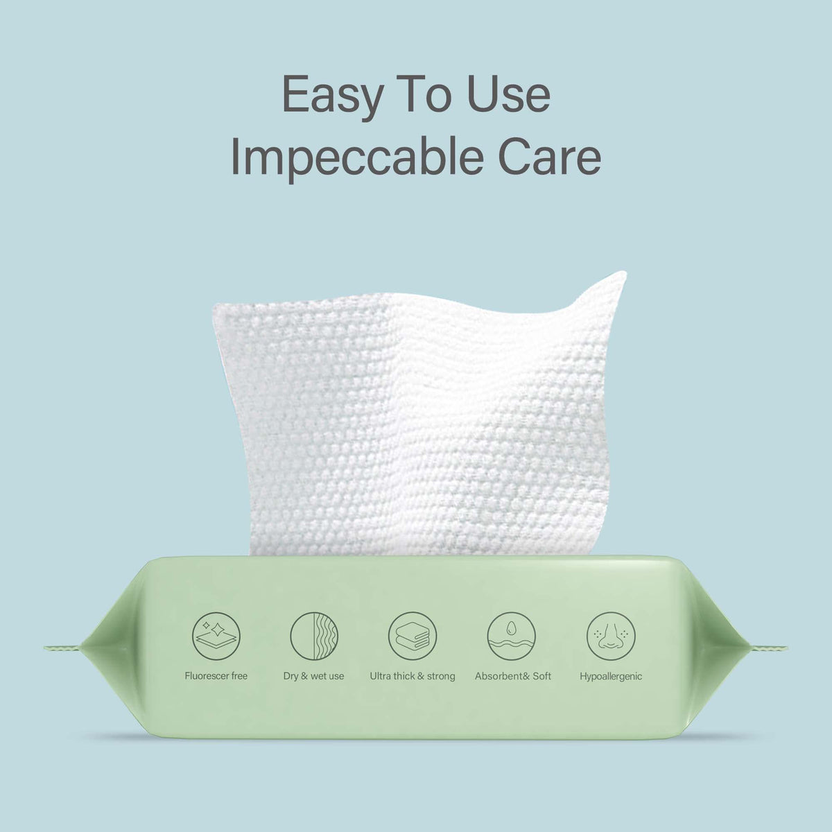 UNIFREE single sheet close-up showing soft thinness and gentle-touch benefit