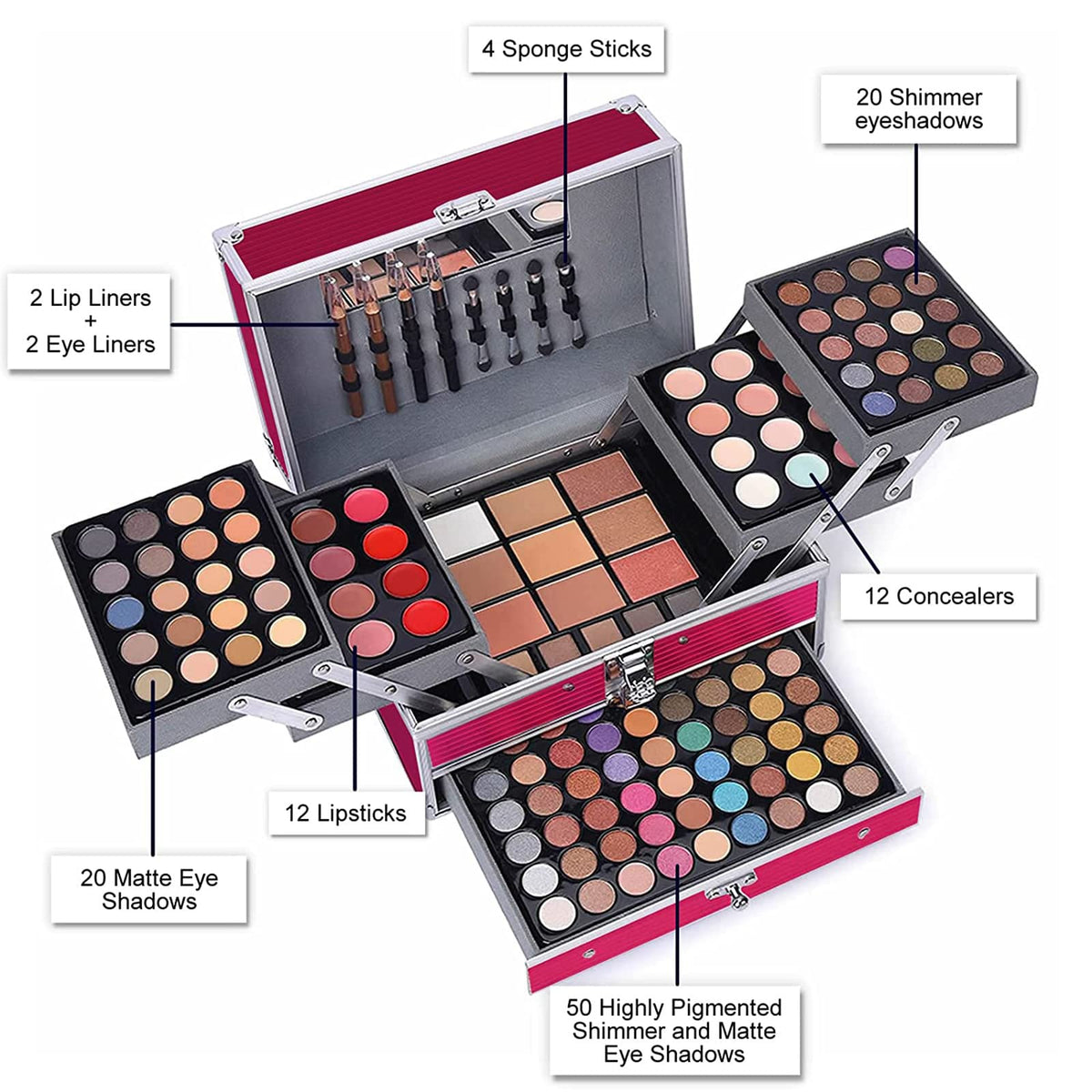 UNIFULL close-up of top-layer eyeshadows with varied finishes for versatile looks