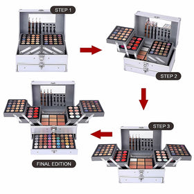UNIFULL makeup kit next to travel items showing compact size and portability