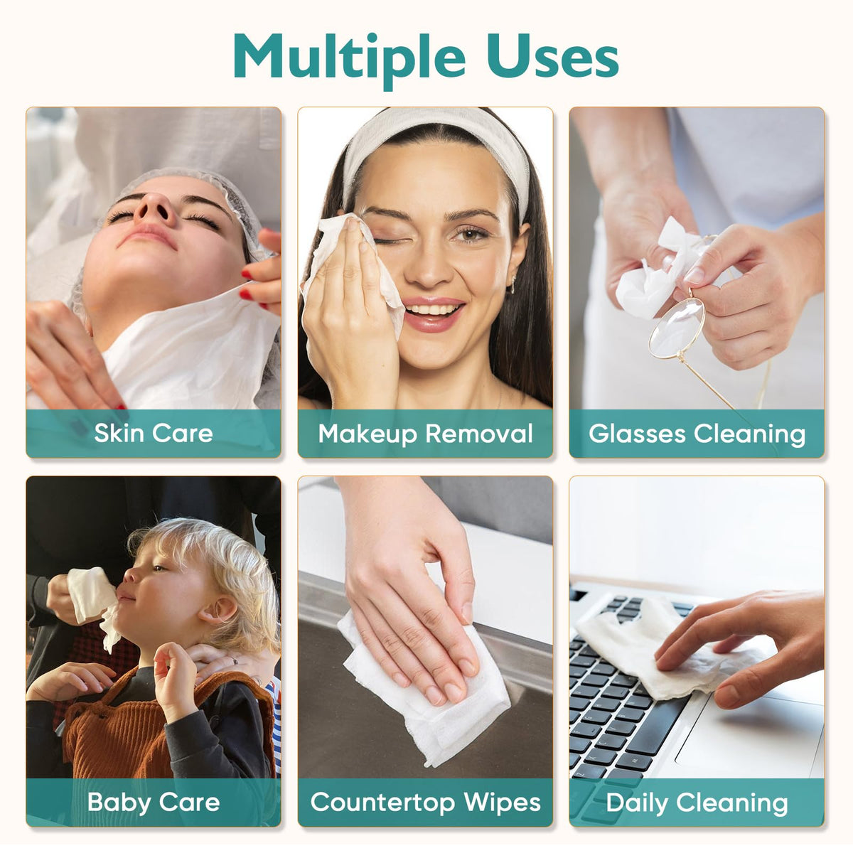 UNIMADE wiping a countertop showing multipurpose gentle cleaning benefit