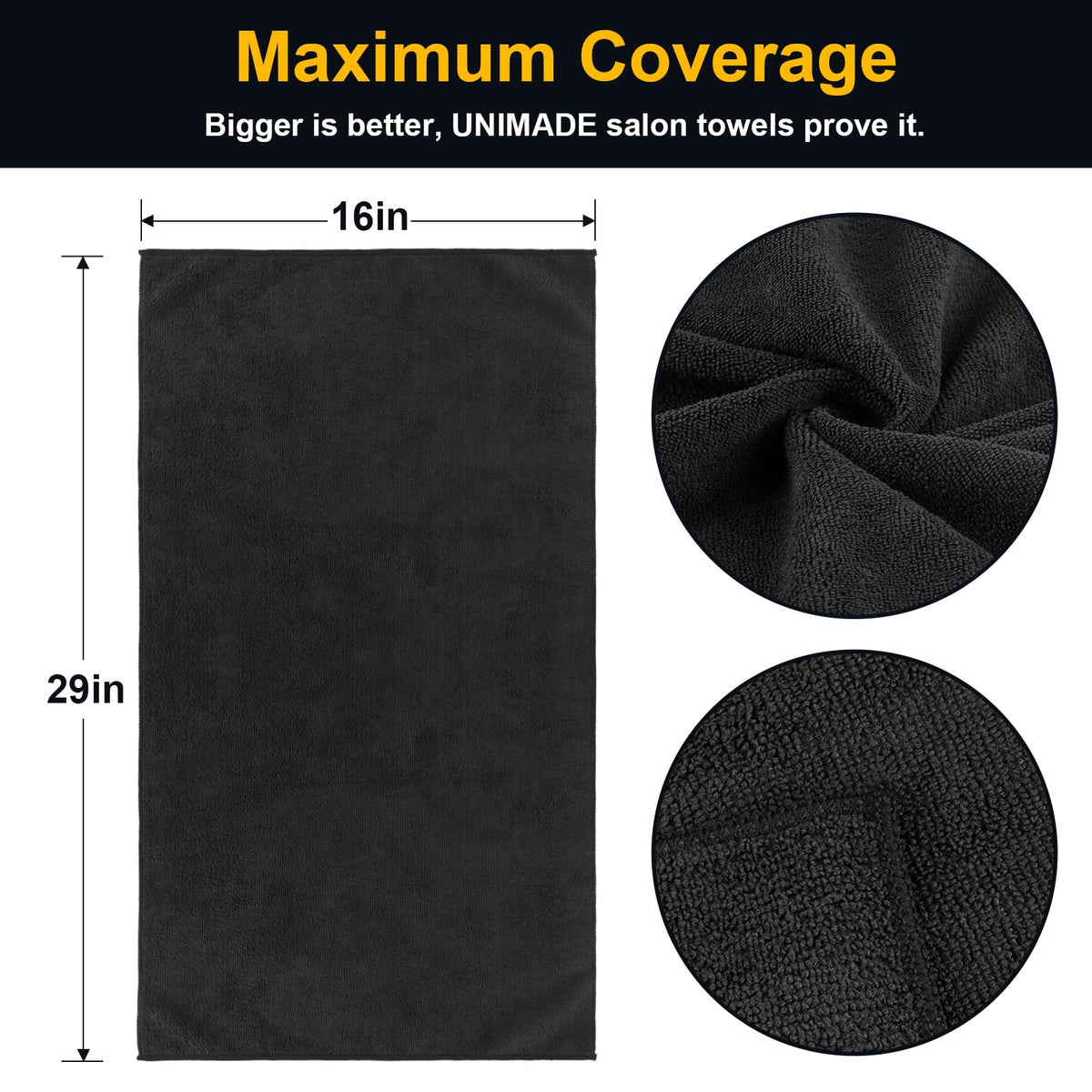 UNIMADE microfiber texture close-up highlighting soft fibers and fast absorbency benefit