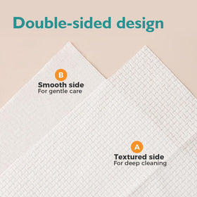 UNIMADE close-up texture of towel fibers, highlights ultra-soft, lint-free surface
