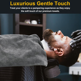 UNIMADE towel on chair showing 16x29 inch scale for full head coverage