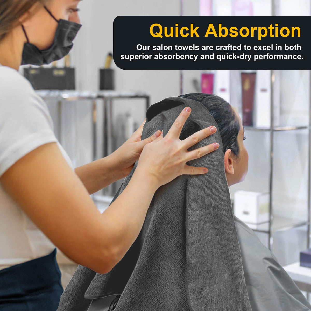 UNIMADE stylist wrapping hair with towel showing professional convenience