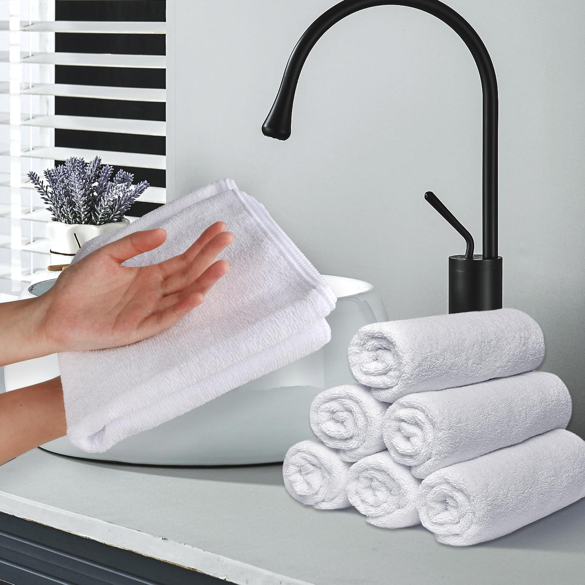 UNIMADE towel in spa setting evoking professional clean presentation