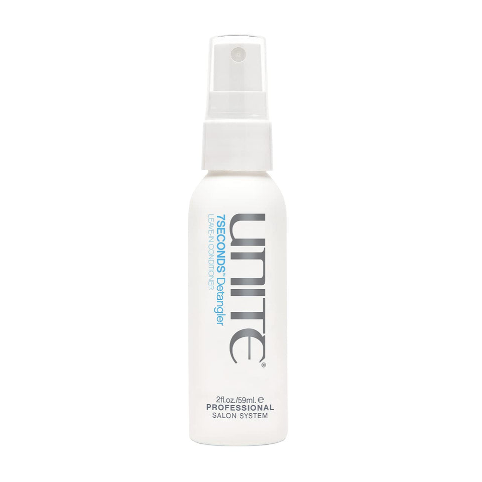 UNITE 7SECONDS front bottle view shows travel size and salon-grade detangling benefits