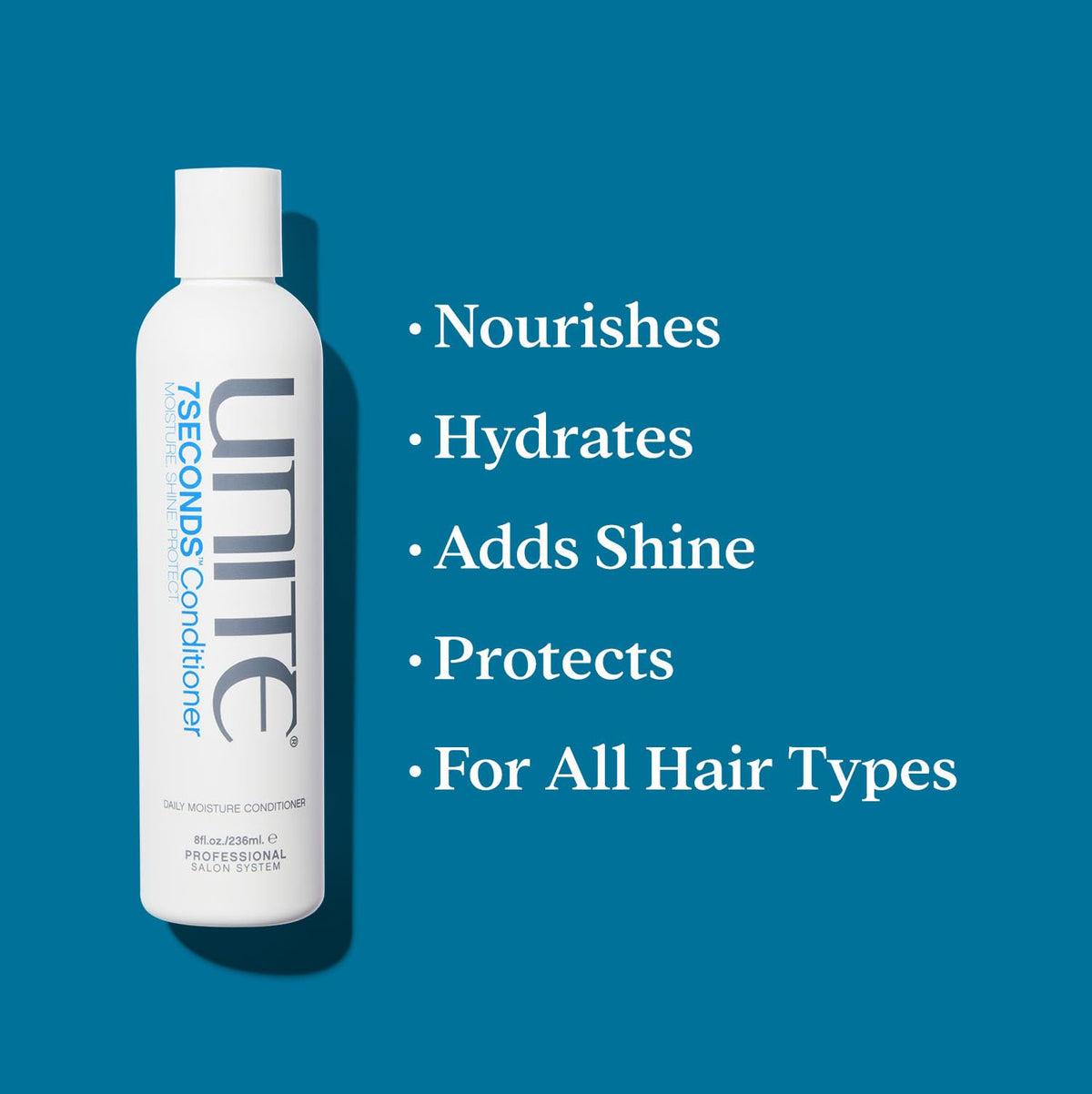 UNITE 7SECONDS creamy conditioner texture highlighting hydration benefits
