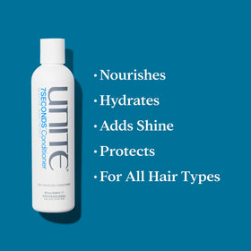 UNITE 7SECONDS creamy conditioner texture highlighting hydration benefits