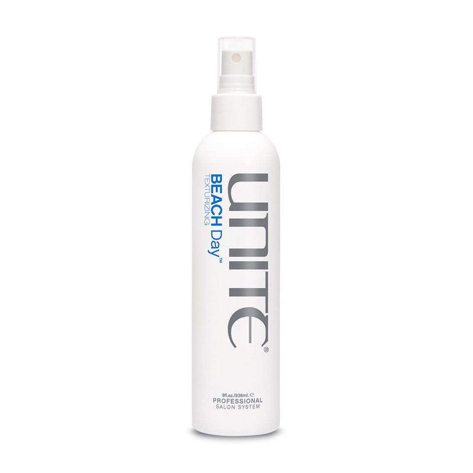 UNITE BEACH Day front bottle view highlighting packaging and easy spray action for texture