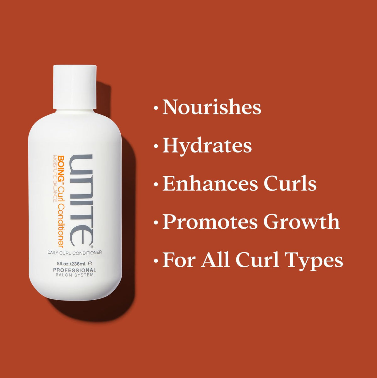 UNITE BOING applied to curly hair in hand showing easy detangling and nourishment