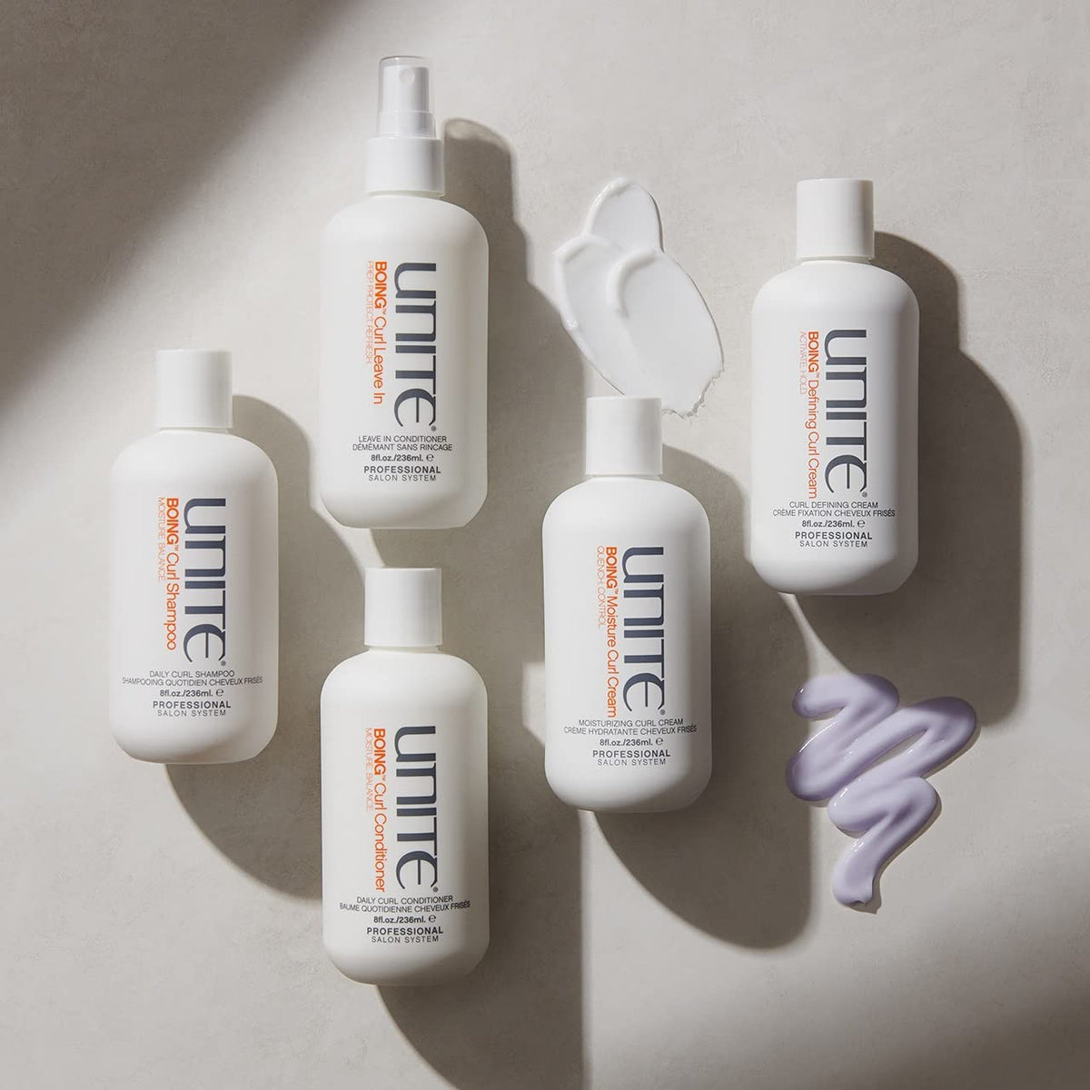 UNITE BOING next to an 8 oz reference object showing true product size