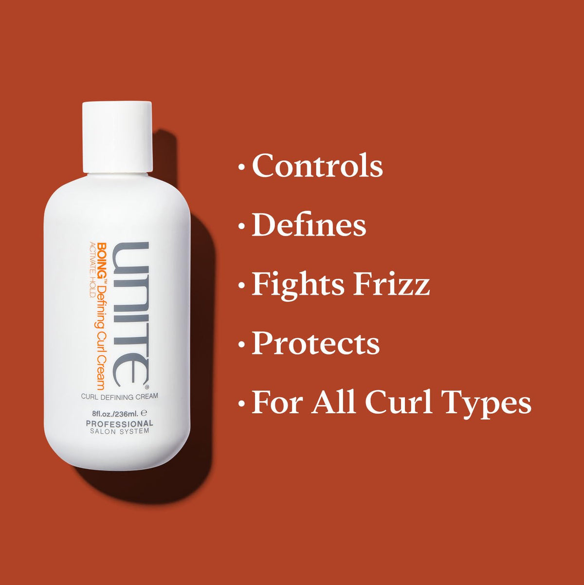 UNITE styling with diffuser showing defined, frizz-free curls benefit