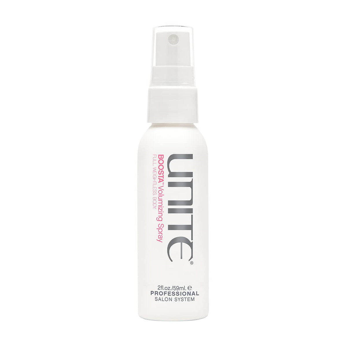 UNITE BOOSTA travel-size bottle showing label and cap, easy carry for styling