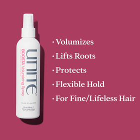 UNITE BOOSTA close-up at roots demonstrating lift and lightweight texture for fine hair