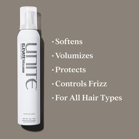 UNITE ELEVATE mousse foam texture close-up for lightweight volume