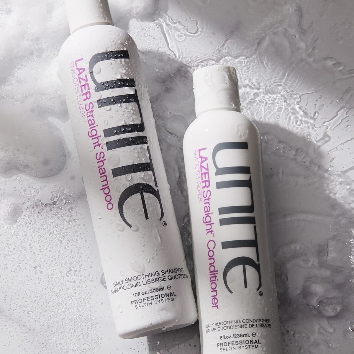 UNITE LAZER Straight Shampoo creamy texture pour highlighting moisturized finish