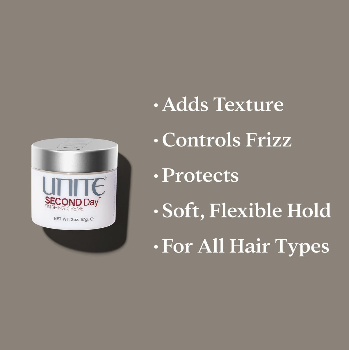 UNITE SECOND Day being applied to hair demonstrating texture enhancement and frizz control