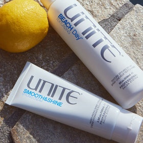 UNITE Smooth&Shine 3.5 oz held in hand showing true product scale