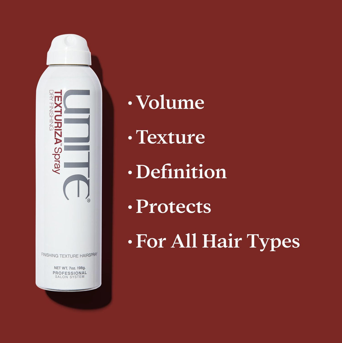 UNITE TEXTURIZA spray close-up mist demonstrating even, weightless application