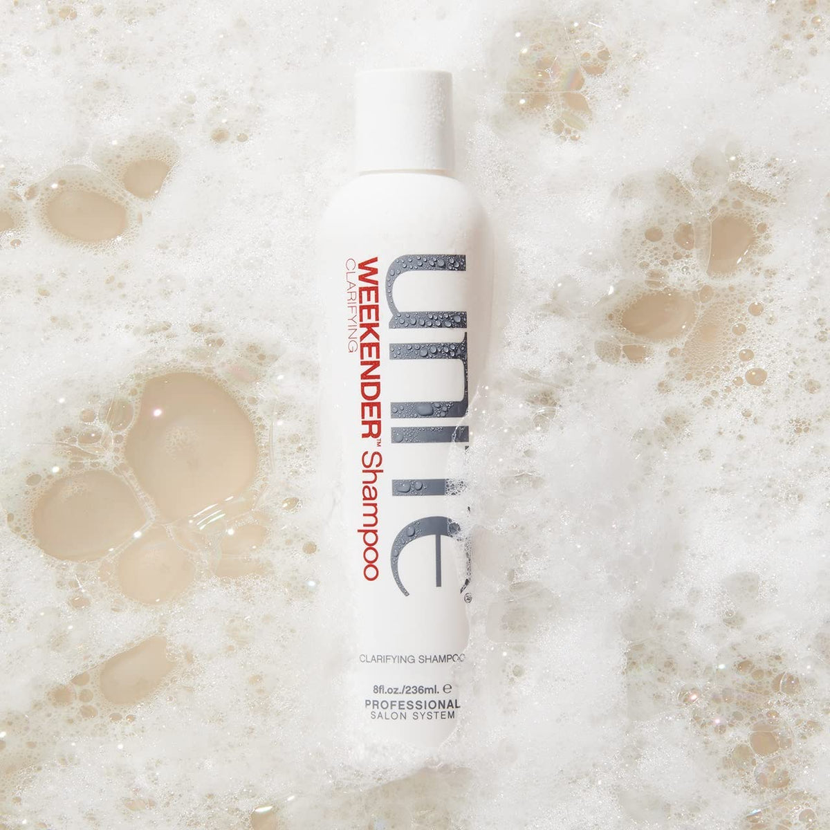 UNITE Hair WEEKENDER creamy lather texture demonstrating gentle cleansing and restored softness