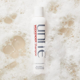 UNITE Hair WEEKENDER creamy lather texture demonstrating gentle cleansing and restored softness