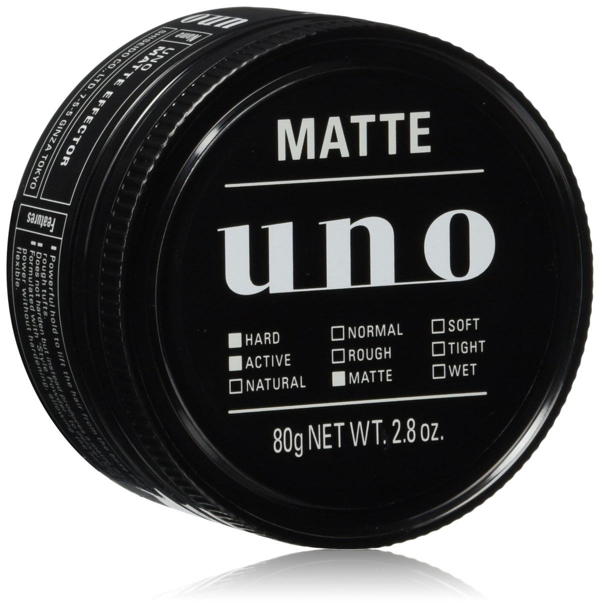 UNO front jar showing product and matte finish benefit