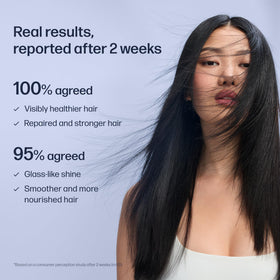UNOVE after-treatment silky hair, shows restored shine and softness