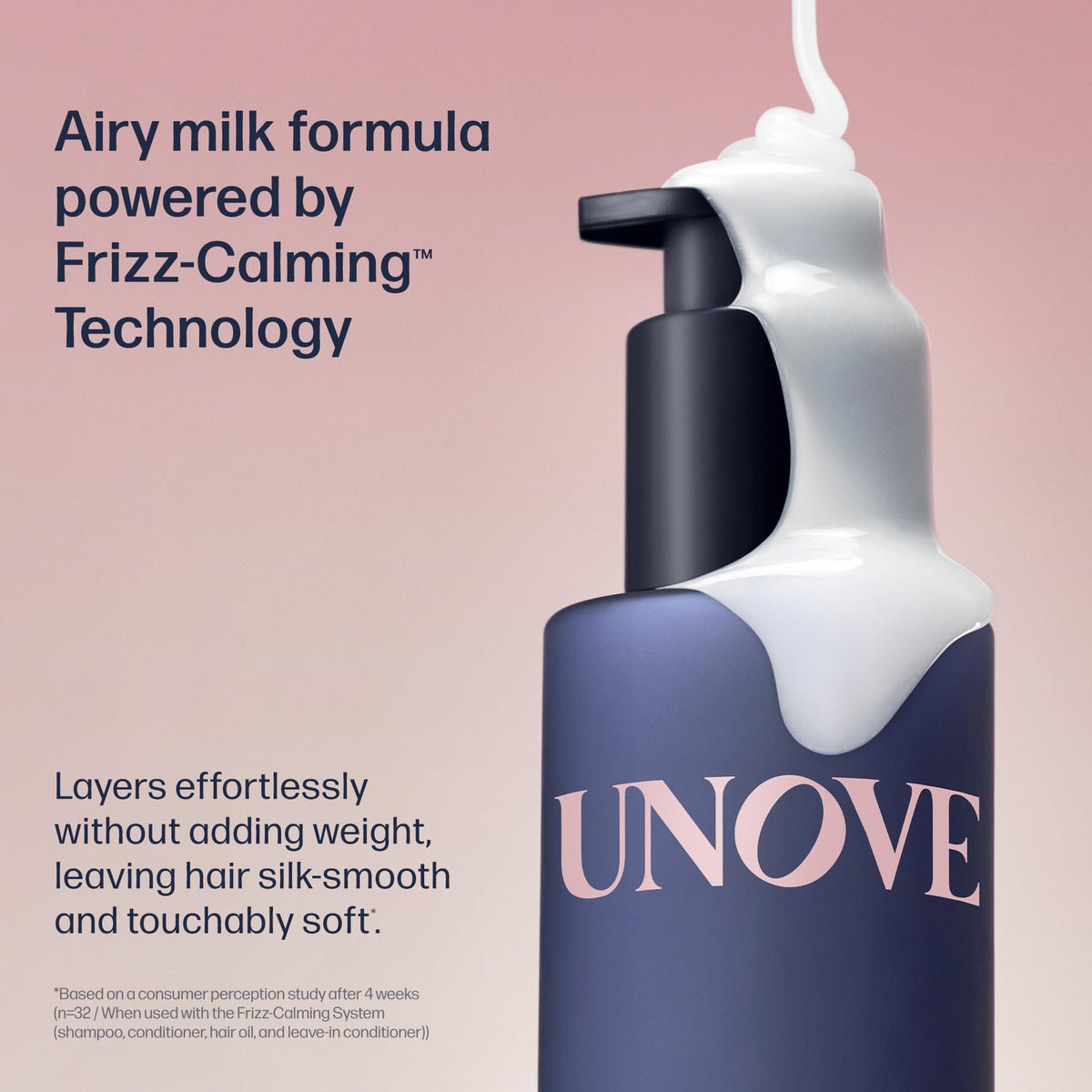 UNOVE applied to mid-lengths in hair demonstrating smoother, easier styling