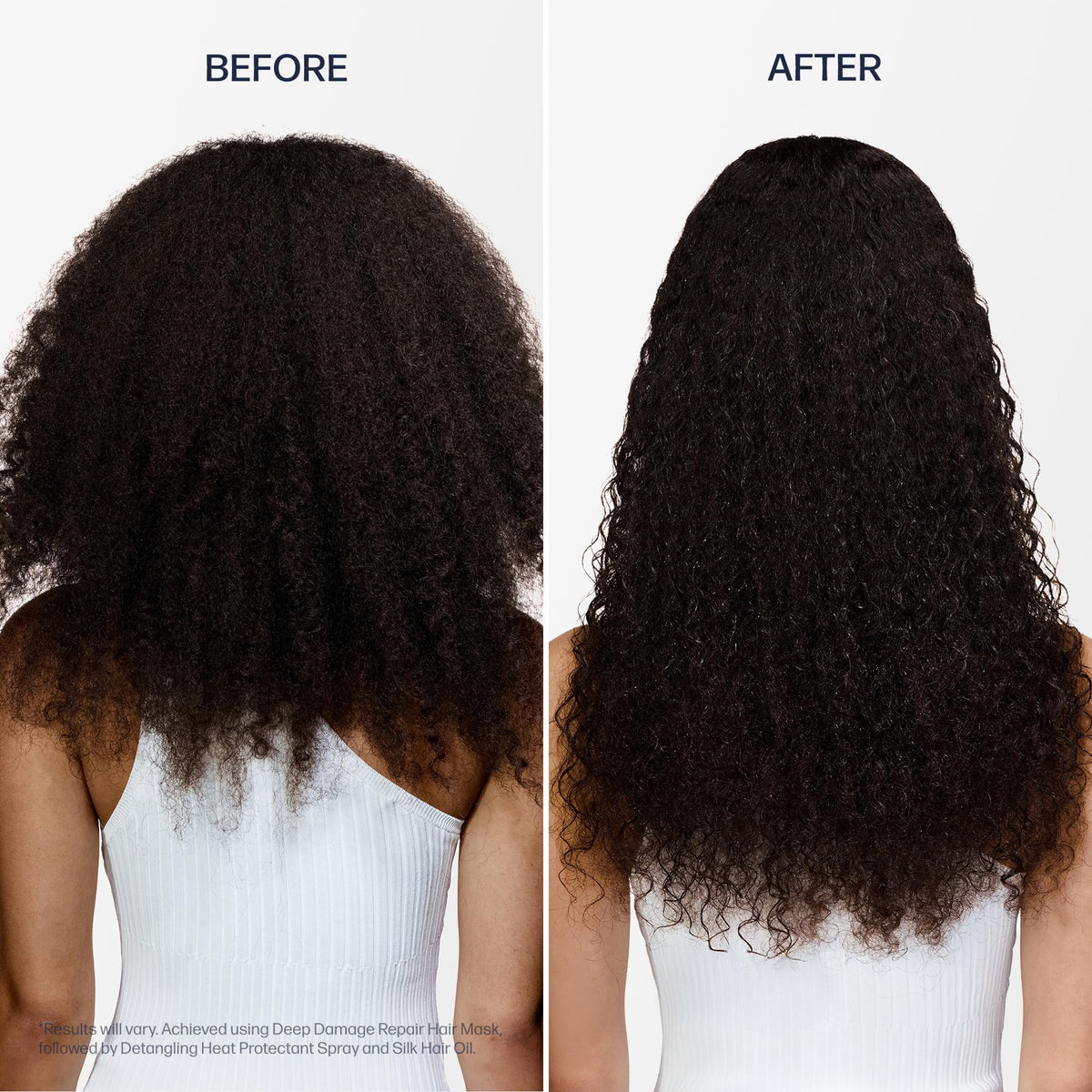 UNOVE before and after hair shot showing smoother, less frizzy results