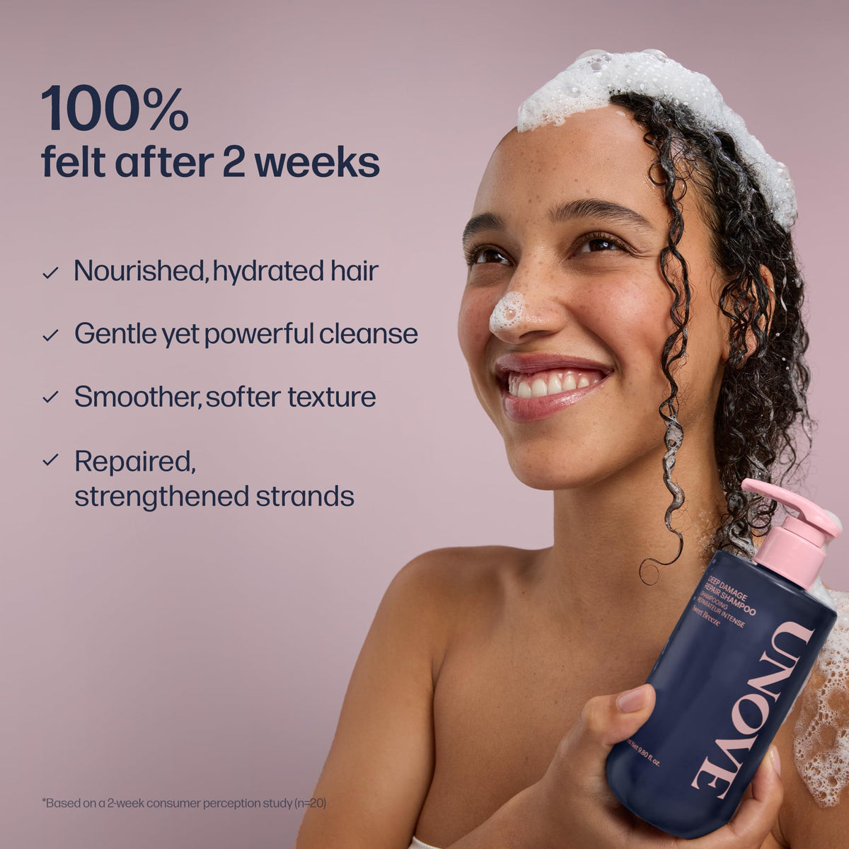 UNOVE keratin-pf ingredient focus highlighting strengthening benefit