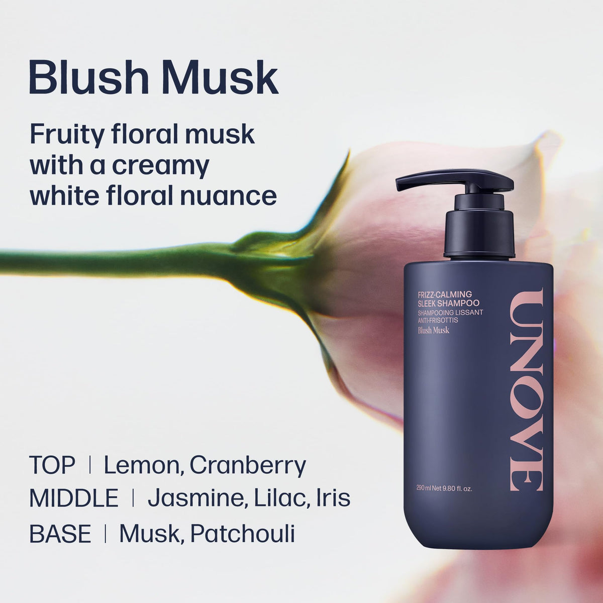 UNOVE shampoo lather in palm demonstrating gentle foam and cleansing action