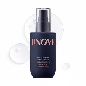 UNOVE front packaging showing sleek bottle and frizz-calming benefit