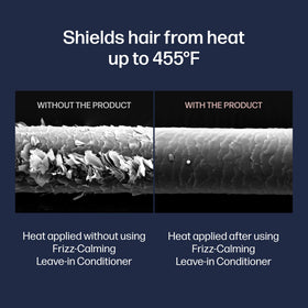 UNOVE with hair iron visual implying protection up to 455°F for safer heat styling