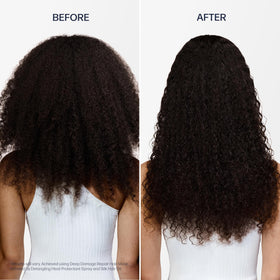 UNOVE before and after hair ends comparison showing reduced split-end appearance