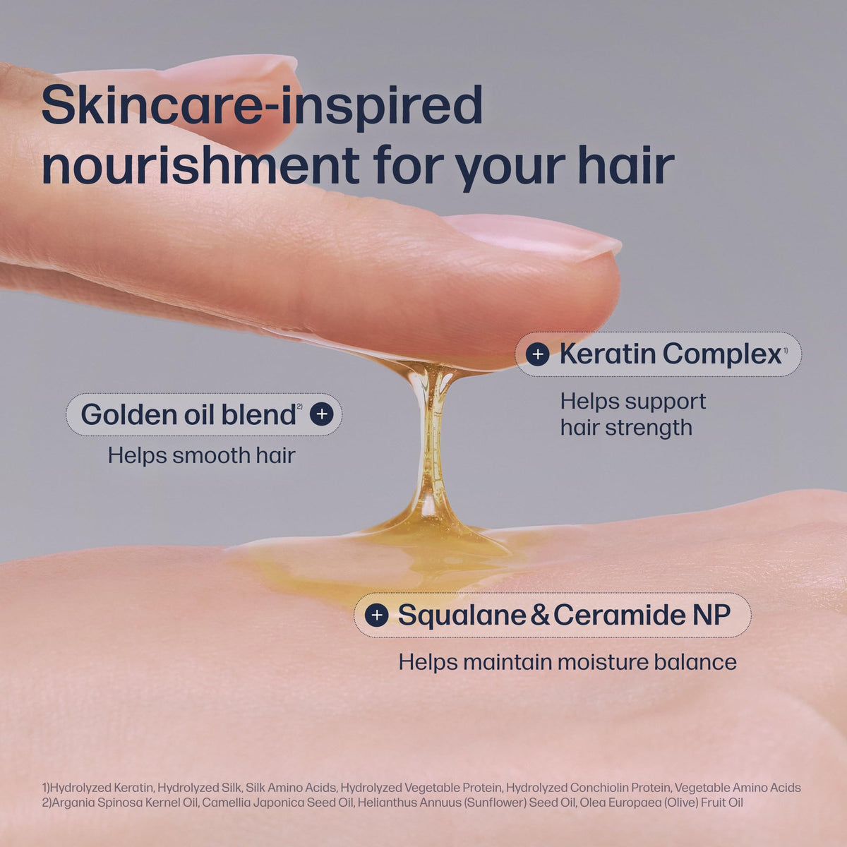 UNOVE silky oil texture close-up demonstrating fast absorption and smooth finish