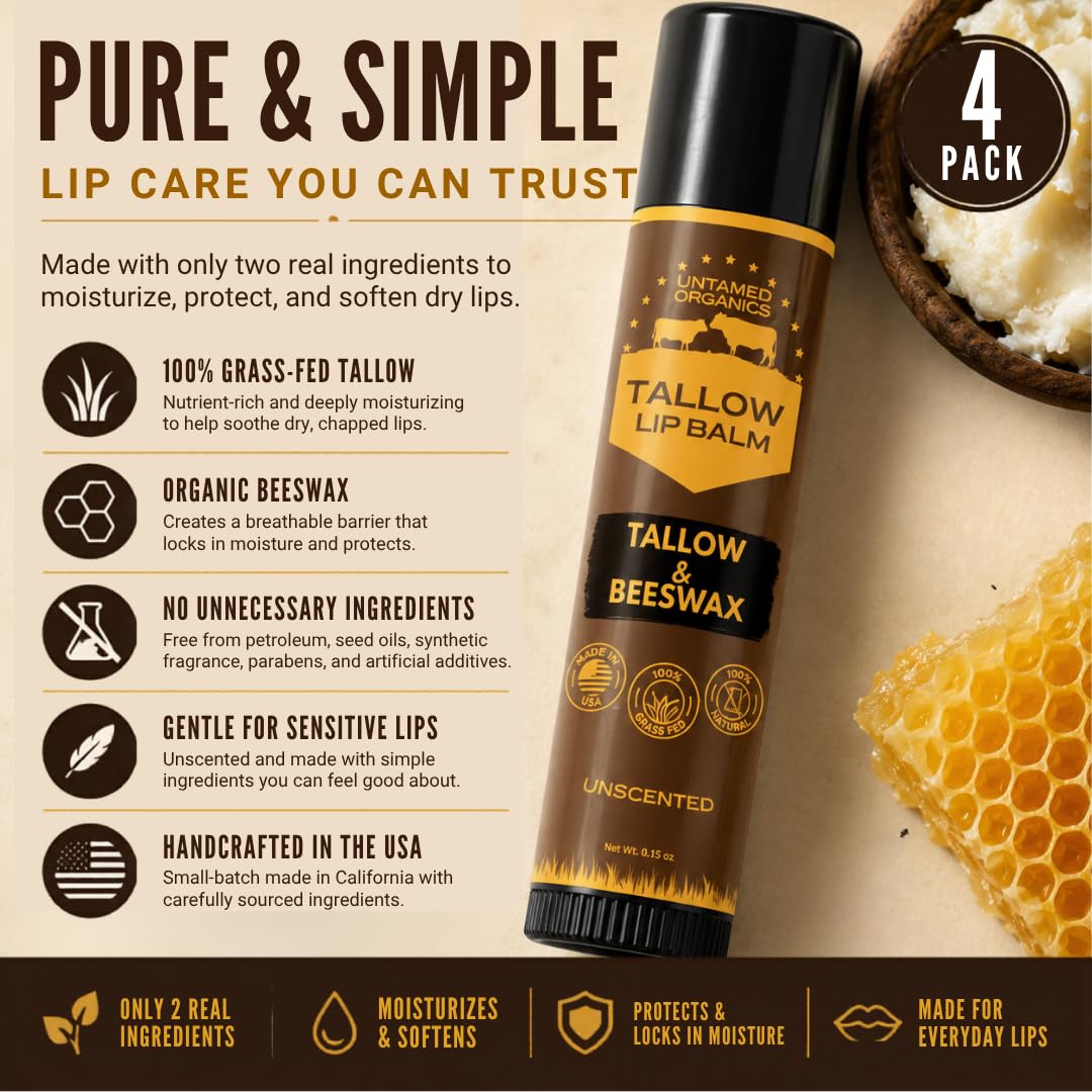 Untamed Organics organic beeswax chunk beside a balm tube highlighting protective barrier benefits
