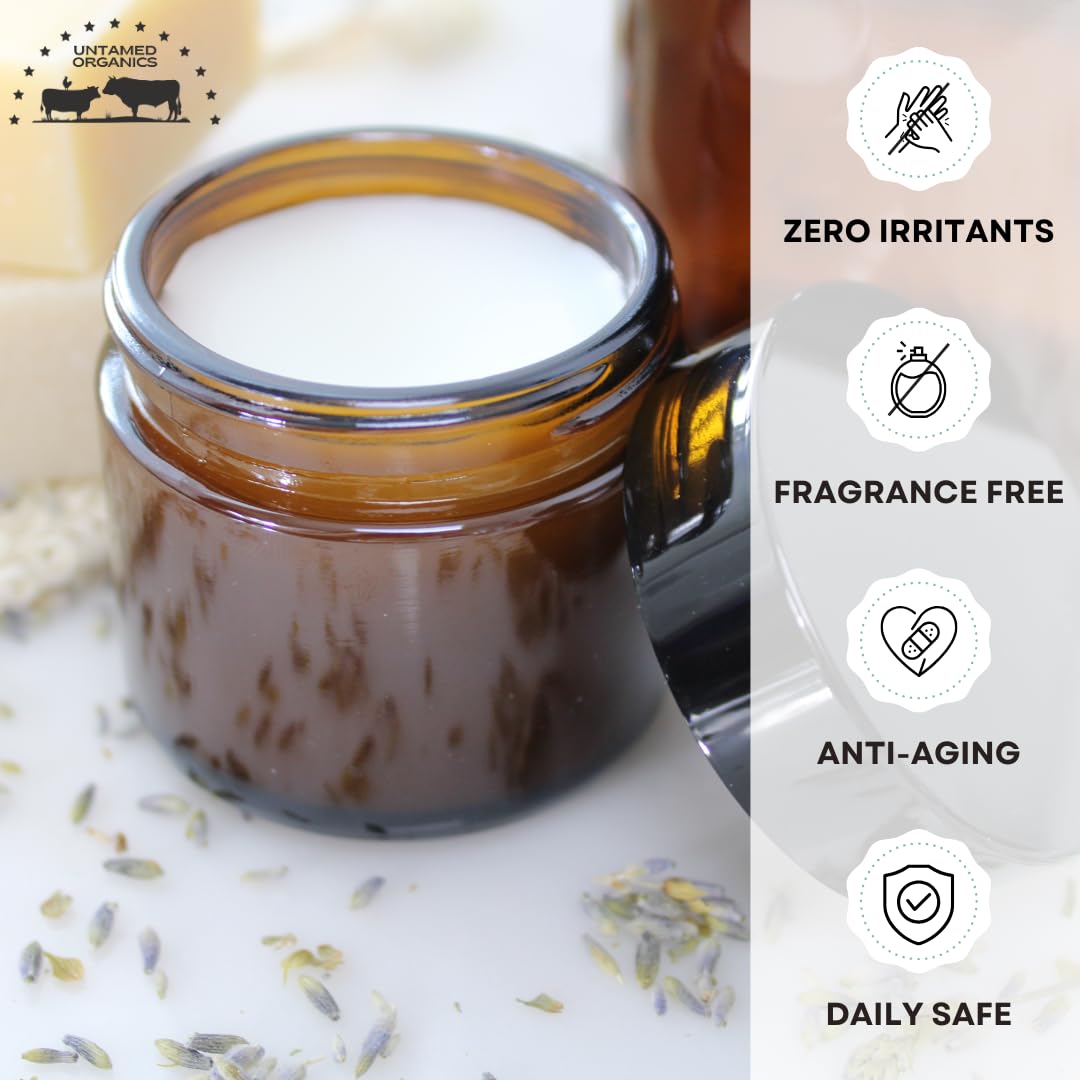 Untamed Organics label detail emphasizing grass-fed tallow and ingredient transparency