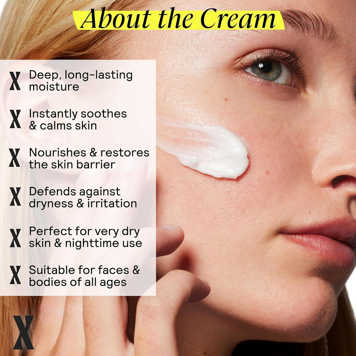 Untoxicated cream on hand being applied to skin demonstrating easy absorption benefit