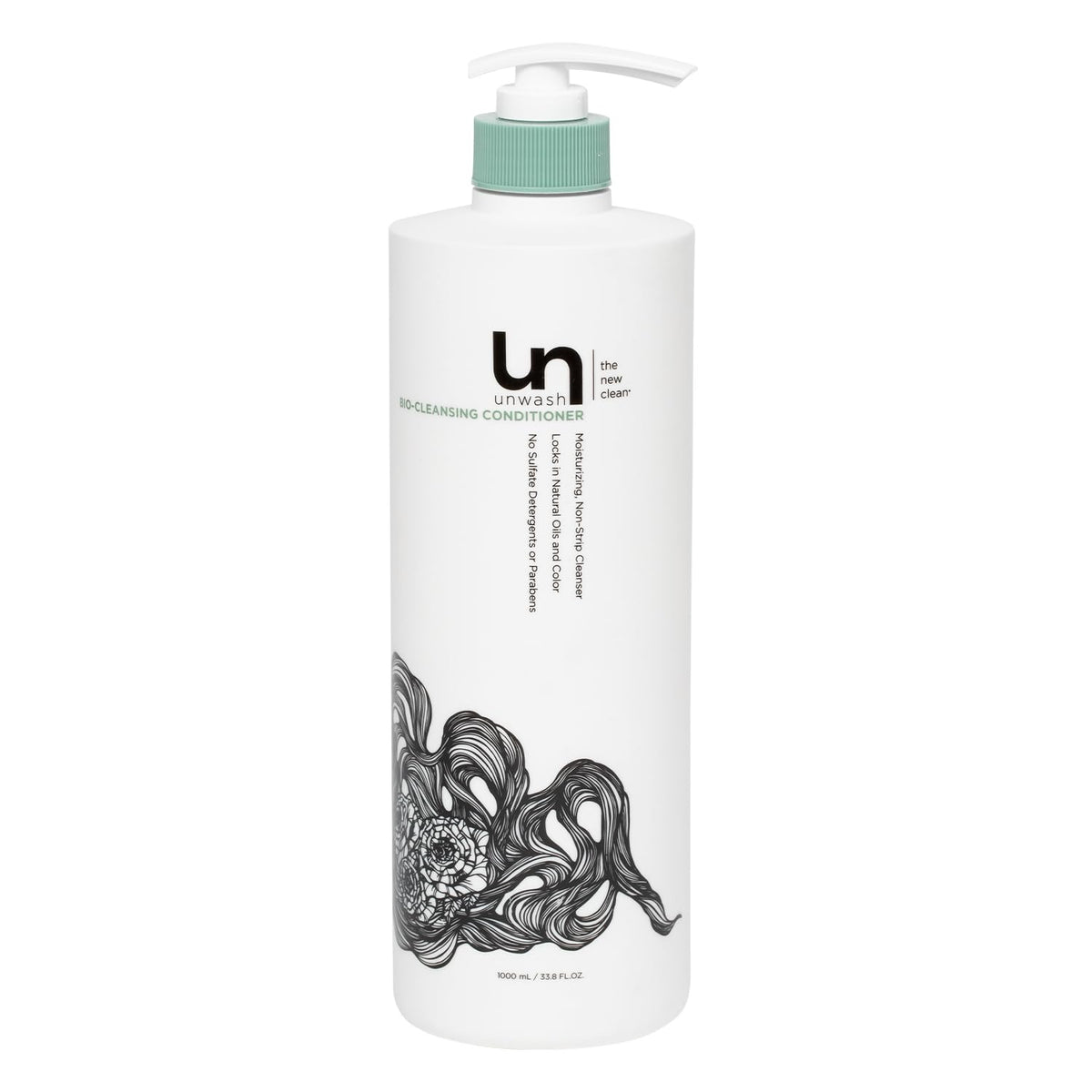 Unwash bottle front view showing label and hydration benefits
