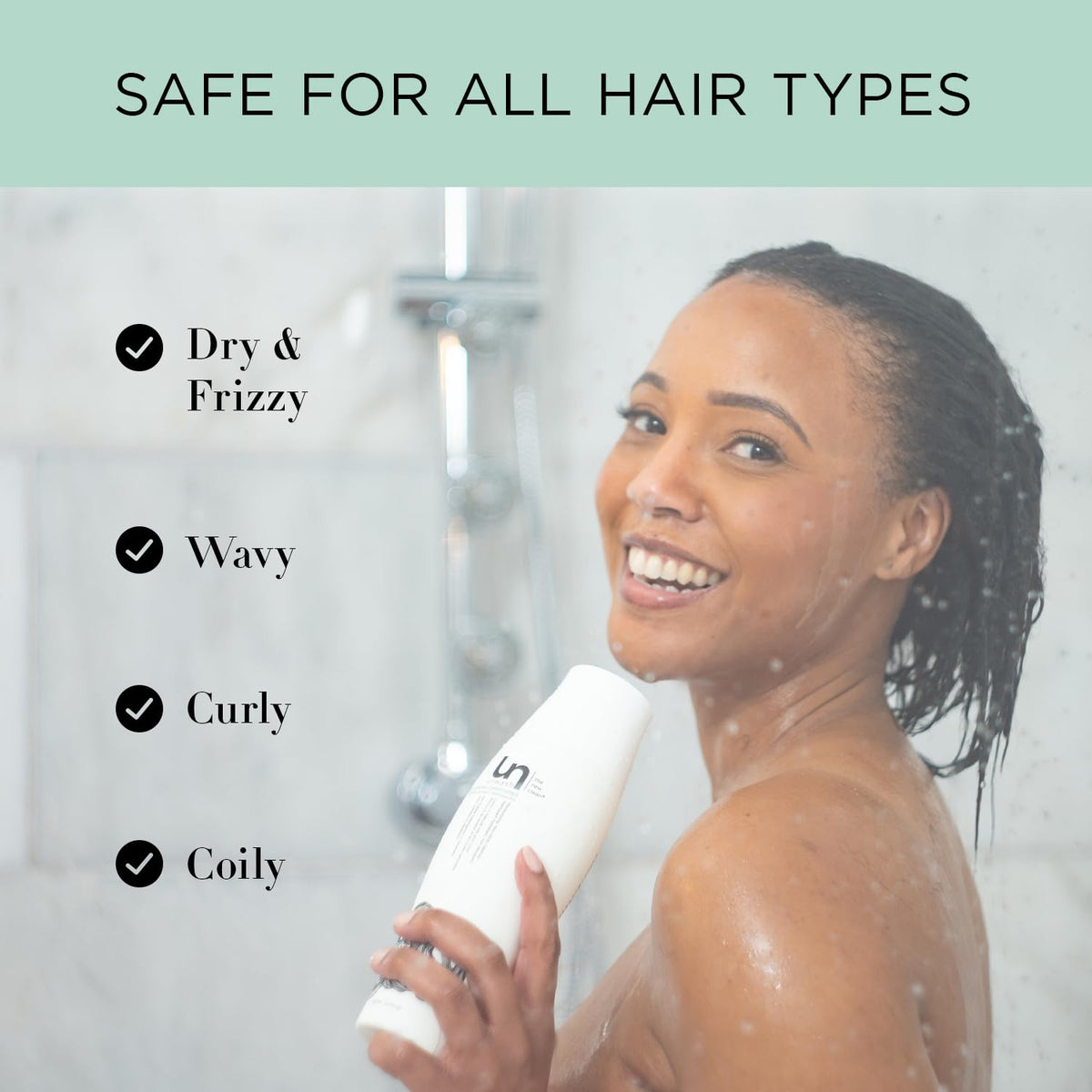 unwash in-shower use applied to wet hair demonstrating simple co-wash routine