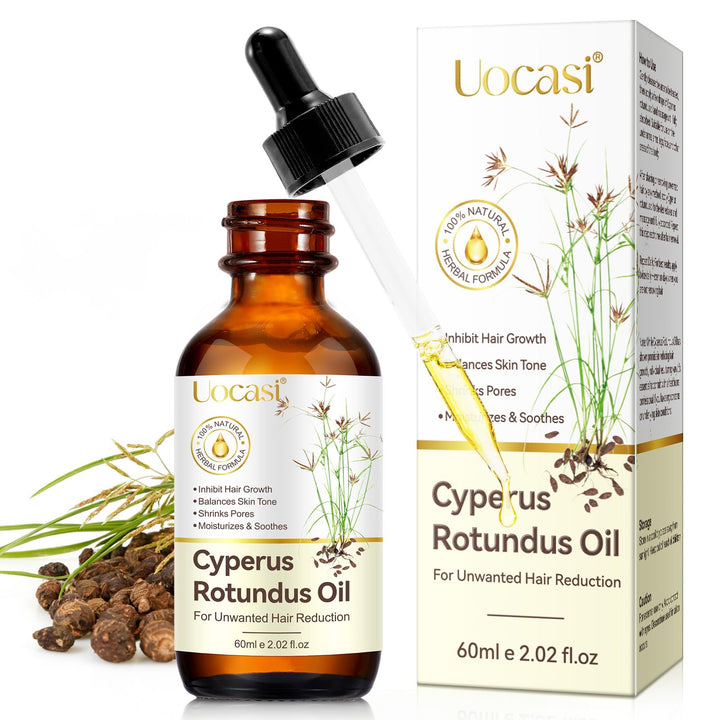 Uocasi Cyperus Rotundus Oil front bottle showing product and branding for clear identification