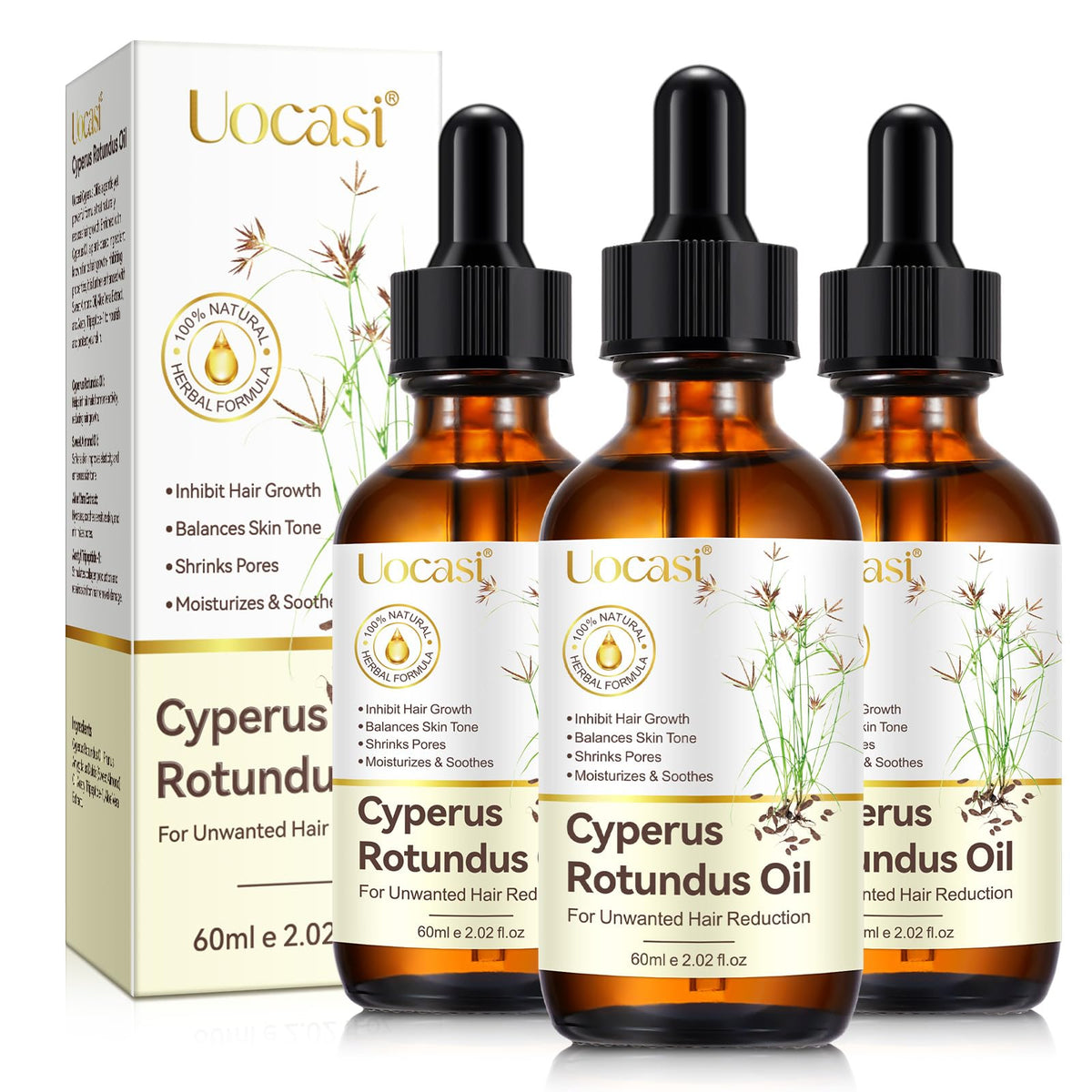 Uocasi front packaging showing bottle and label for clear product ID and reassurance