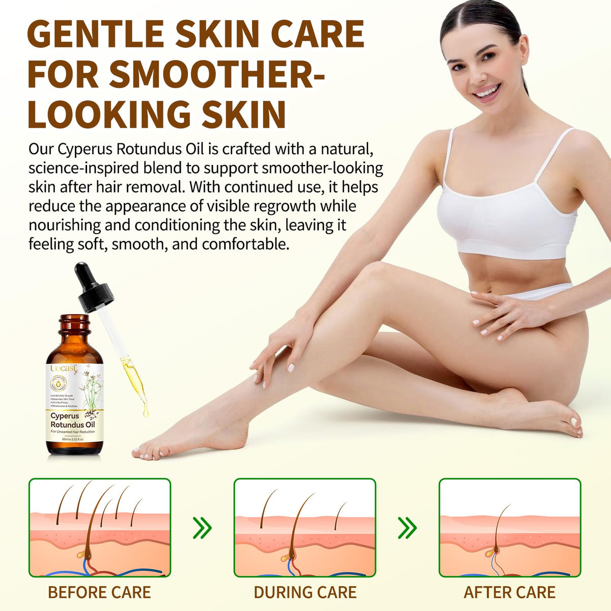 Uocasi hand applying oil to skin demonstrating calming aftercare benefit